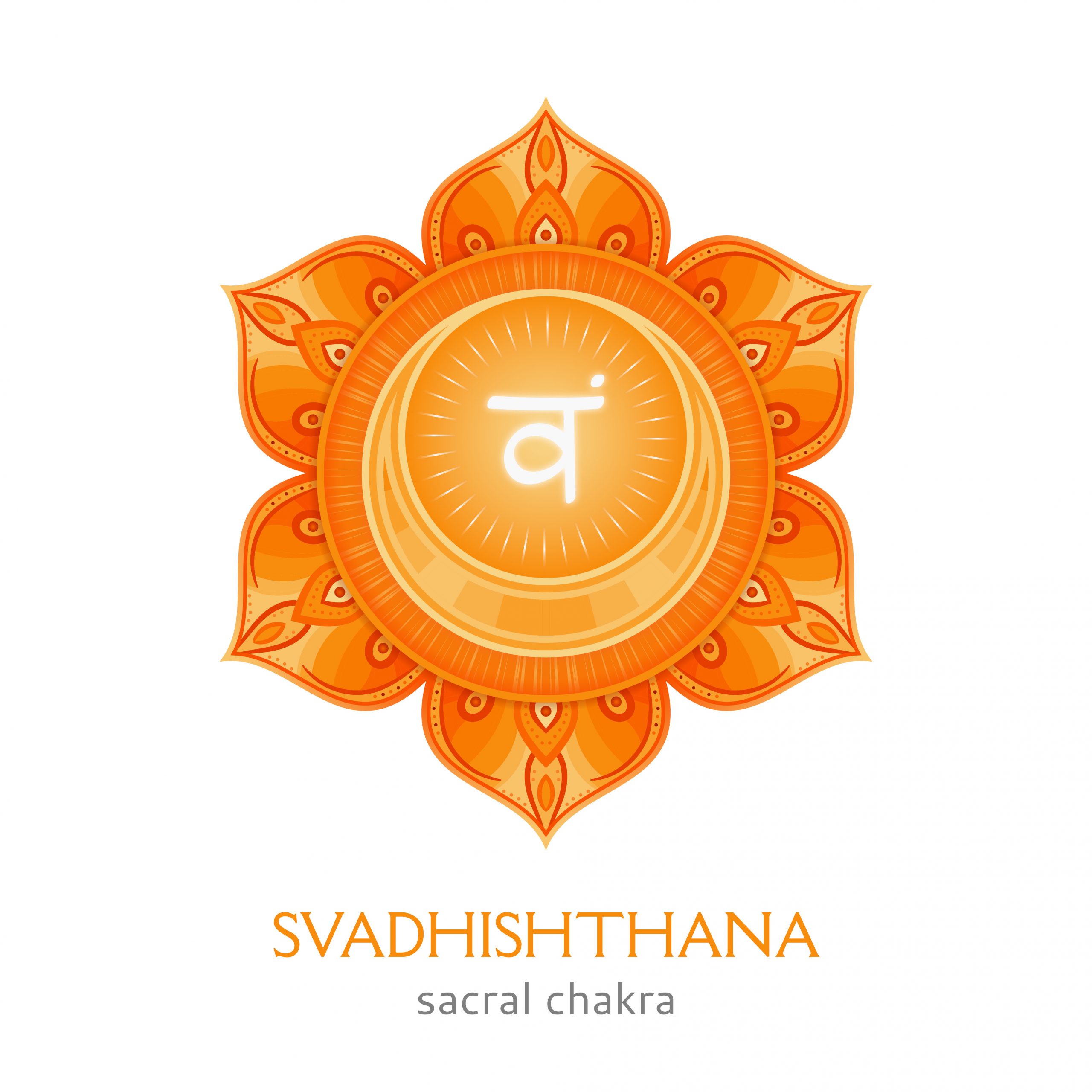 Svadhishthana, sacral chakra symbol. Colorful mandala. Vector illustration Svadhishthana, sacral chakra symbol. Colorful mandala. Vector illustration