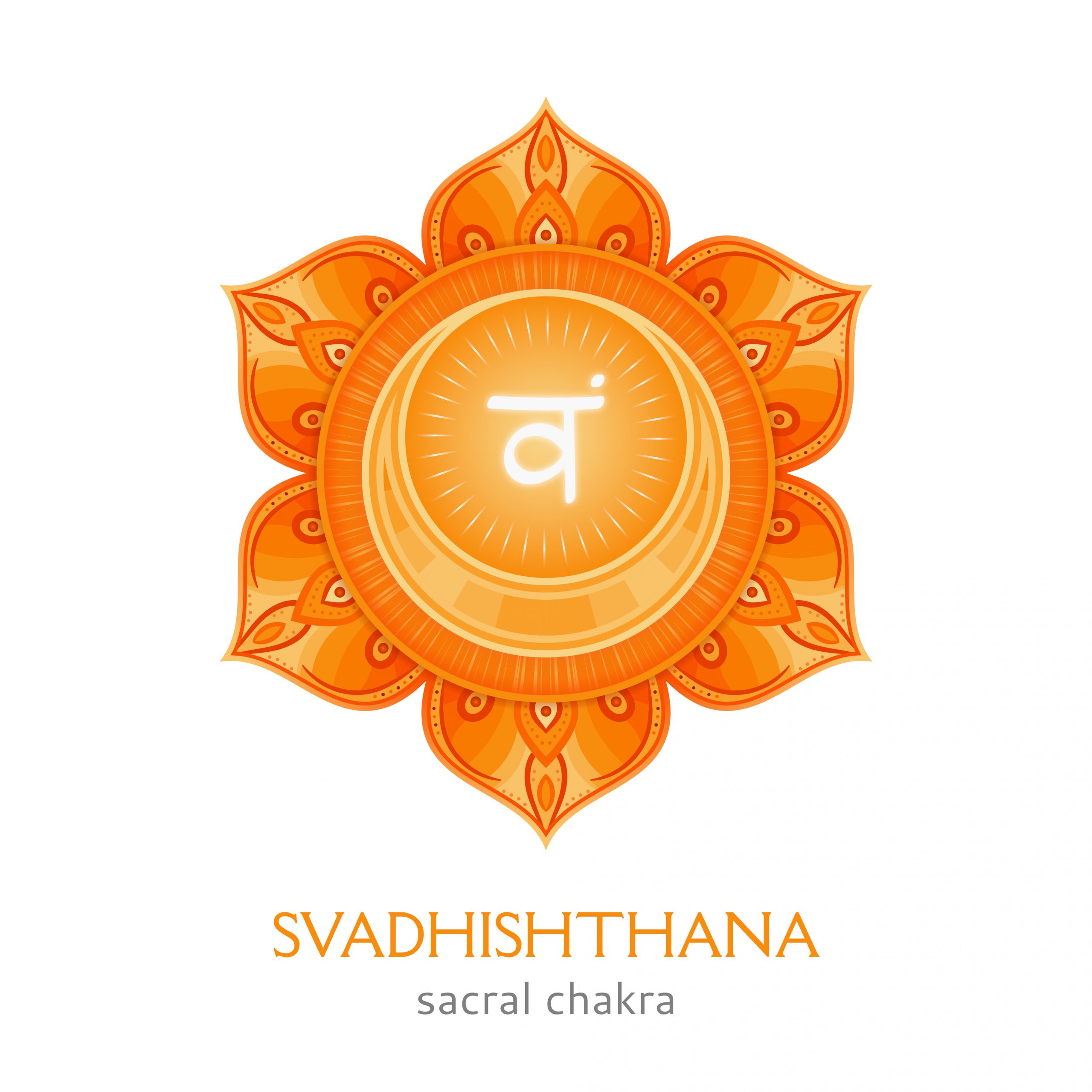 Svadhishthana, sacral chakra symbol. Colorful mandala. Vector illustration