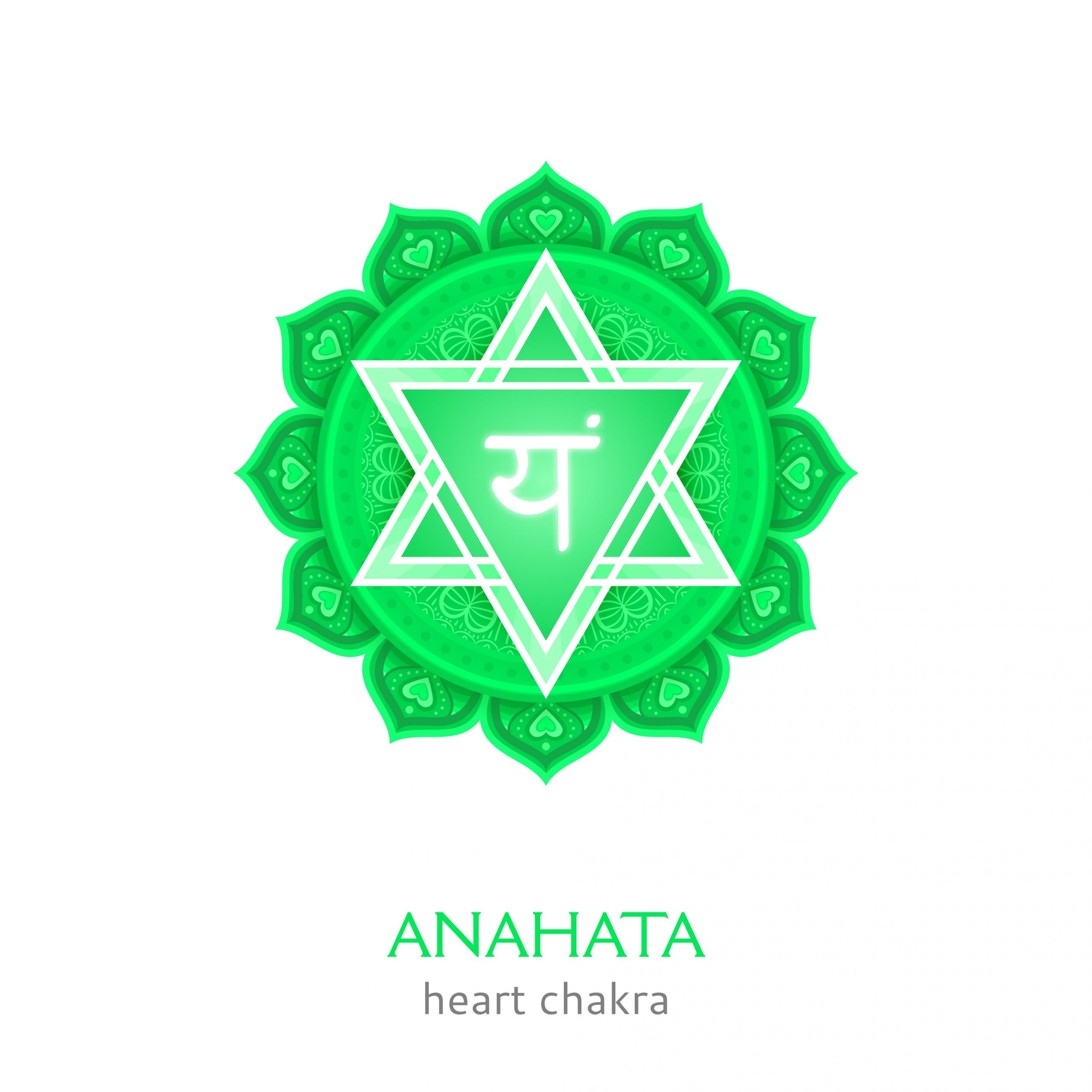 Anahata, heart chakra symbol. Colorful mandala. Vector illustration