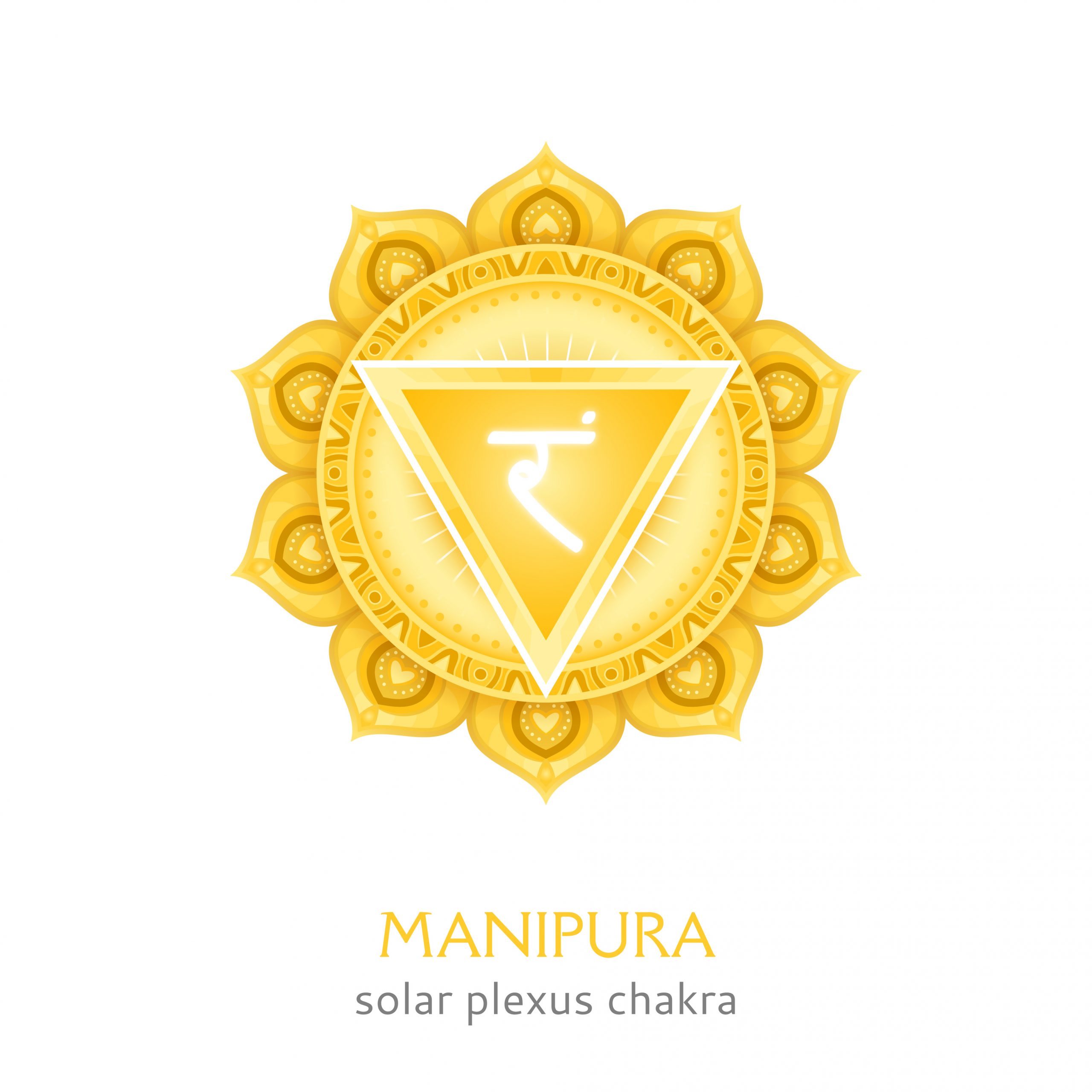Manipura, solar plexus chakra symbol. Colorful mandala. Vector illustration Manipura, solar plexus chakra symbol. Colorful mandala. Vector illustration