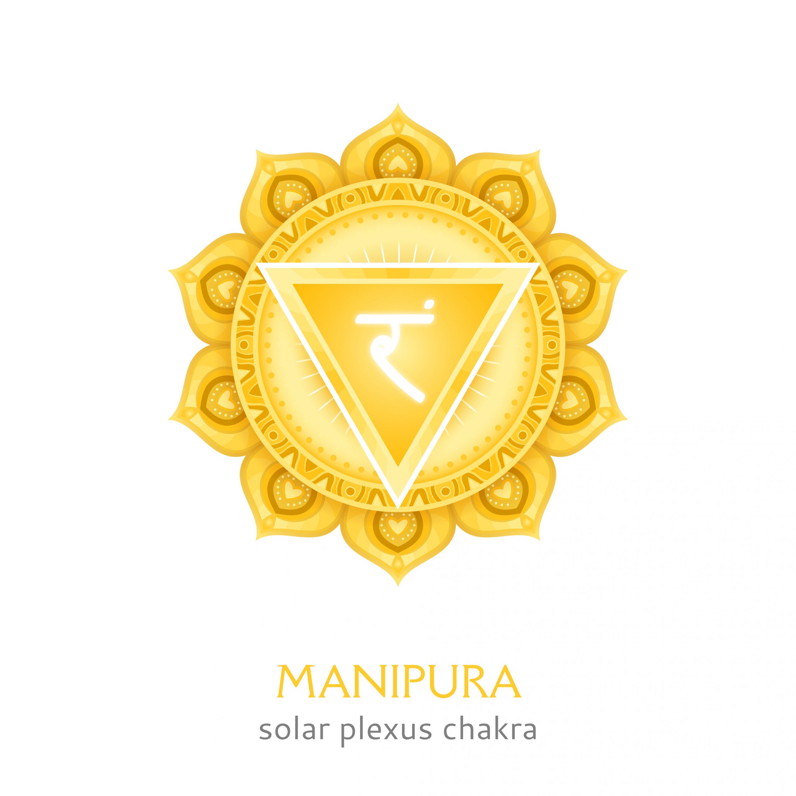 Manipura, solar plexus chakra symbol. Colorful mandala. Vector illustration