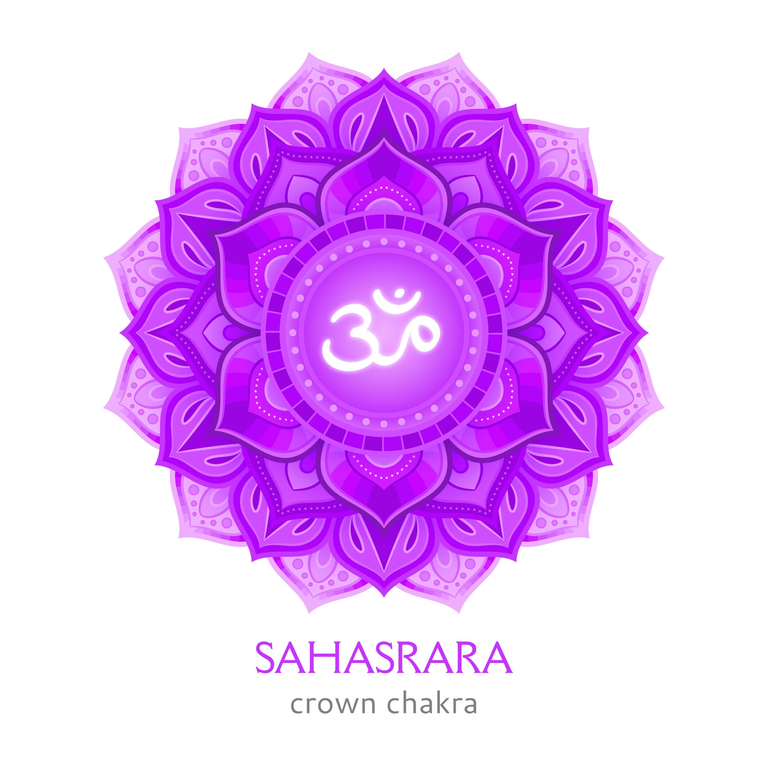 Sahasrara, crown chakra symbol. Colorful mandala. Vector illustration